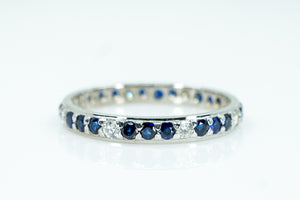 18ct White Gold Eternity ring with Blue Sapphires and Diamonds