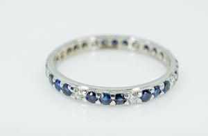 18ct White Gold Eternity ring with Blue Sapphires and Diamonds