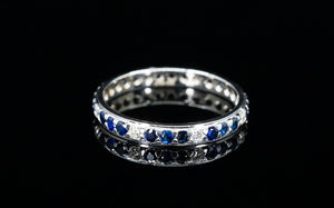 18ct White Gold Eternity ring with Blue Sapphires and Diamonds