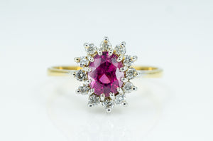 18ct Yellow Gold and White Gold ring with Solitaire Pink Sapphire