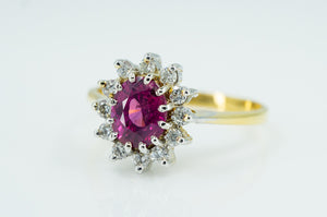 18ct Yellow Gold and White Gold ring with Solitaire Pink Sapphire