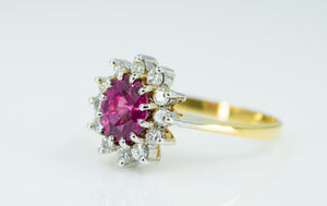 18ct Yellow Gold and White Gold ring with Solitaire Pink Sapphire