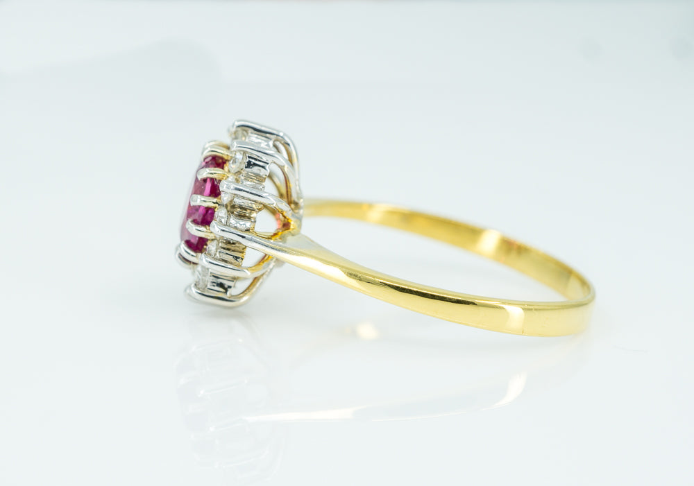 18ct Yellow Gold and White Gold ring with Solitaire Pink Sapphire