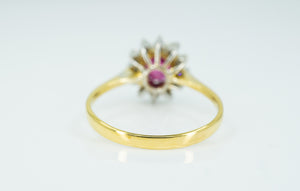 18ct Yellow Gold and White Gold ring with Solitaire Pink Sapphire